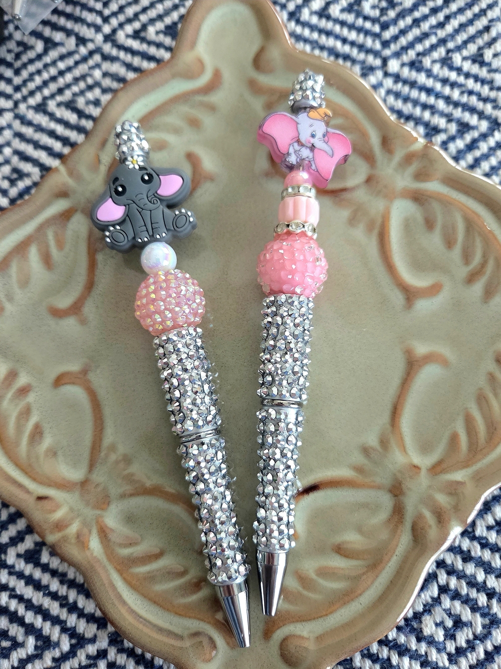 Pink Elephant Beaded Pen Set